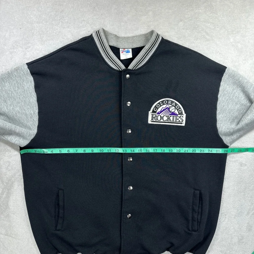 Vintage Colorado Rockies Jacket Mens 2XL Black MLB Baseball Majestic USA 90s